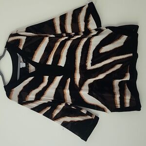 Chico's Zebra Print Long Line V Neck Tunic 4 XXL 20 (36)